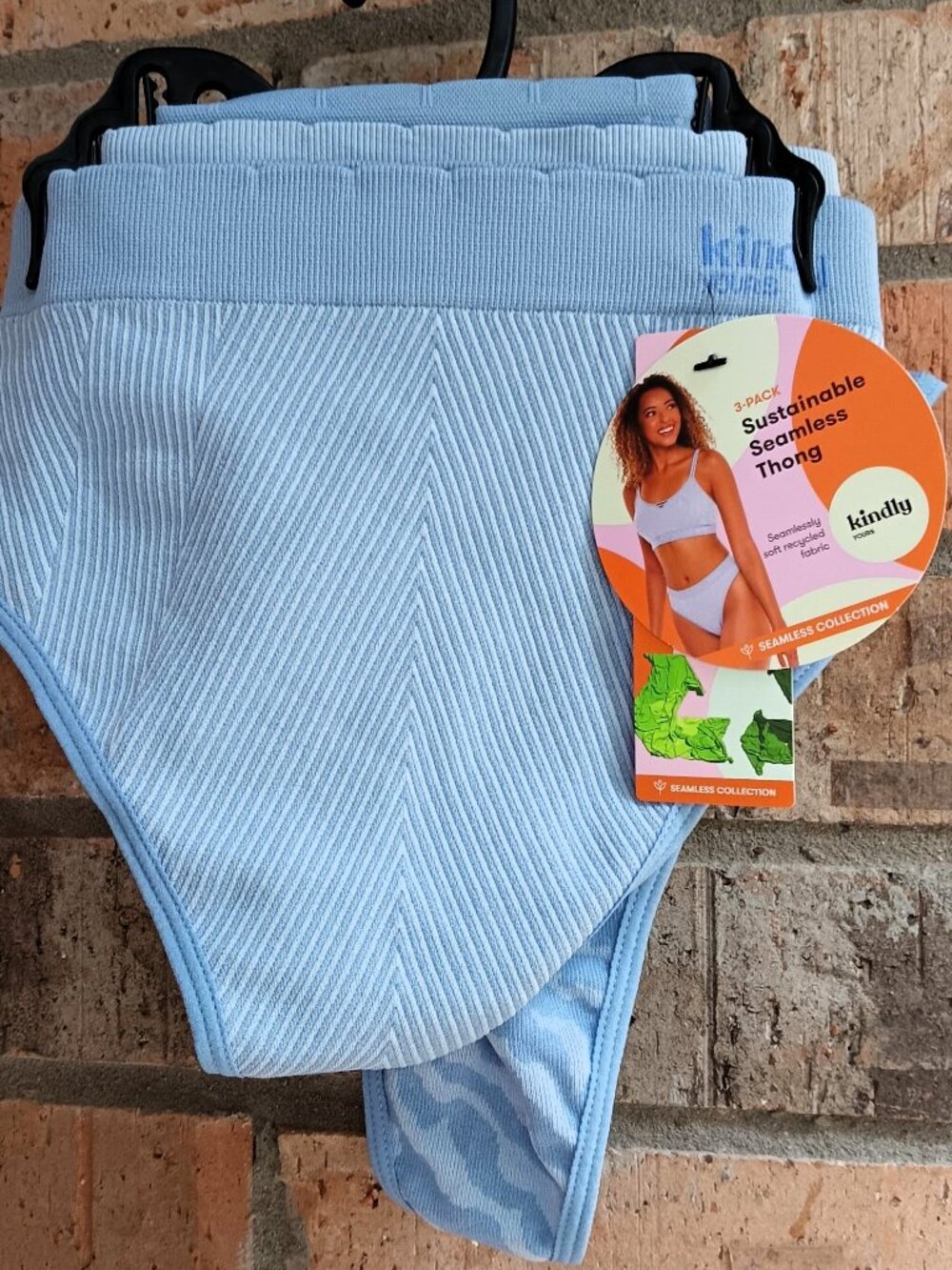 Kindly Yours Women's Seamless Thong Panties Underwear 3-Pack Blue Size XXXL (22)